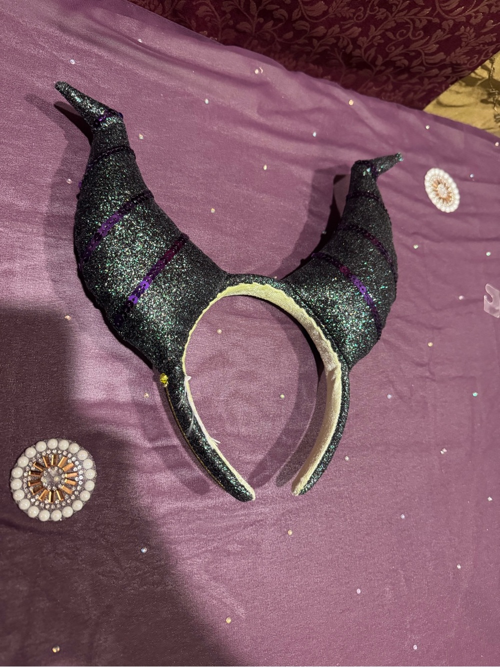 Disney Malificent Black Glitter Horn Headband - Women Accessories